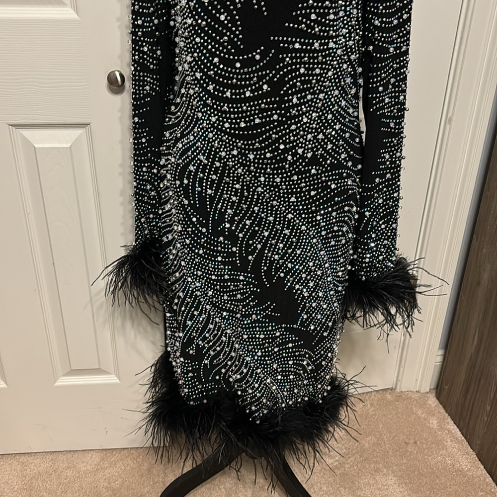 Fashion Nova Black and Silver Embellished Midi Dress - Picture 4 of 15